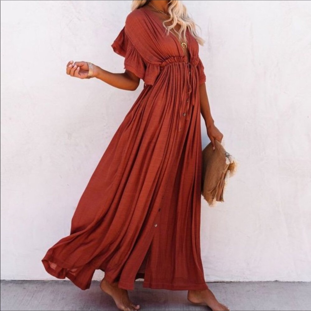 🎉Host Pick🎉Boho Red Maxi Dress - Picture 2 of 8